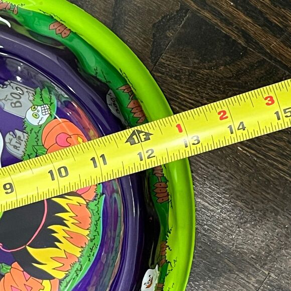Vintage Ullman Halloween Witch Trick or Treat Candy Bowl 13” Spooky Pumpkin 3D - Picture 6 of 8